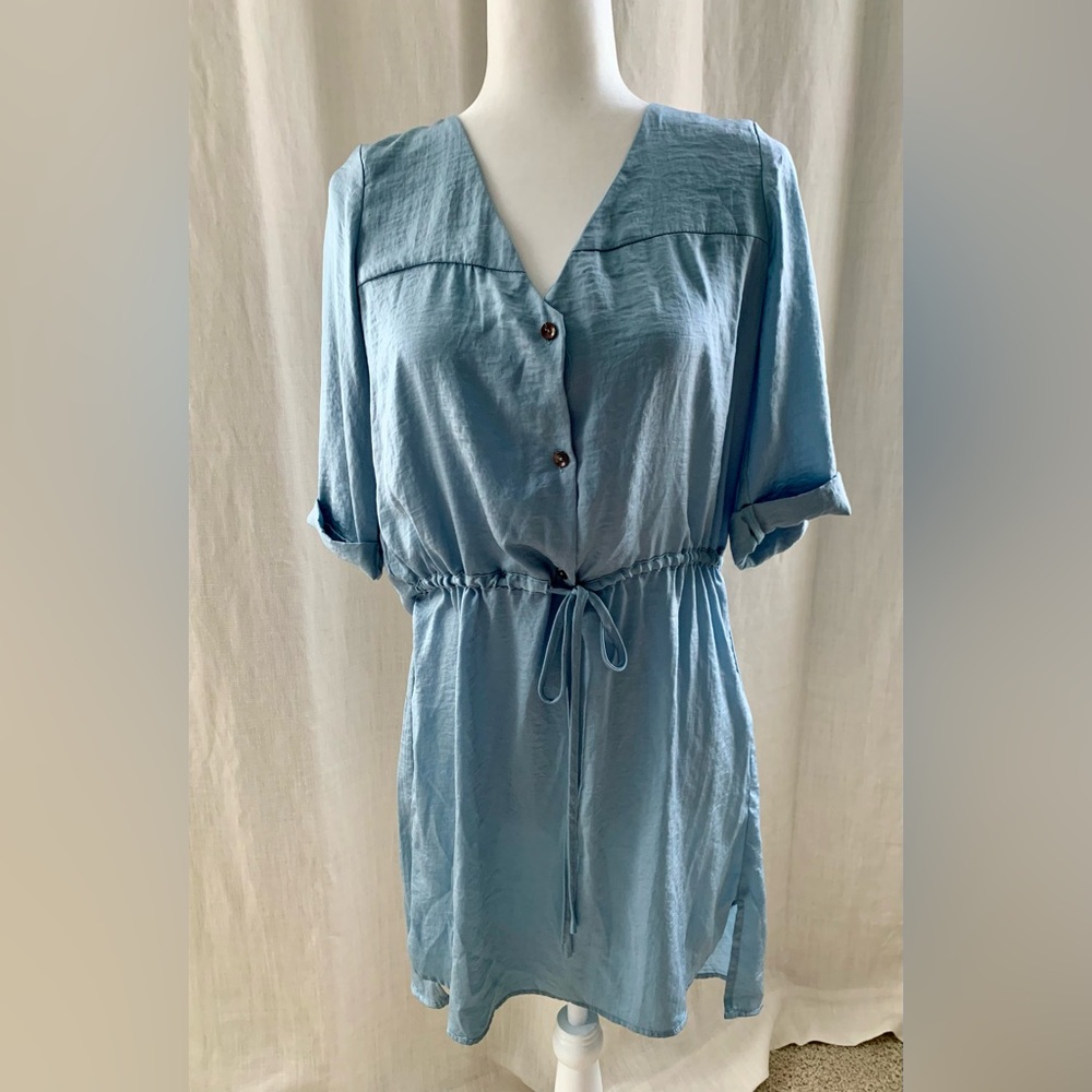 Bobeau V-Neck Shift Dress Blue Size Small